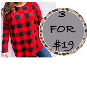 3/$19 Sunshine & Rodeos red and black buffalo plaid top